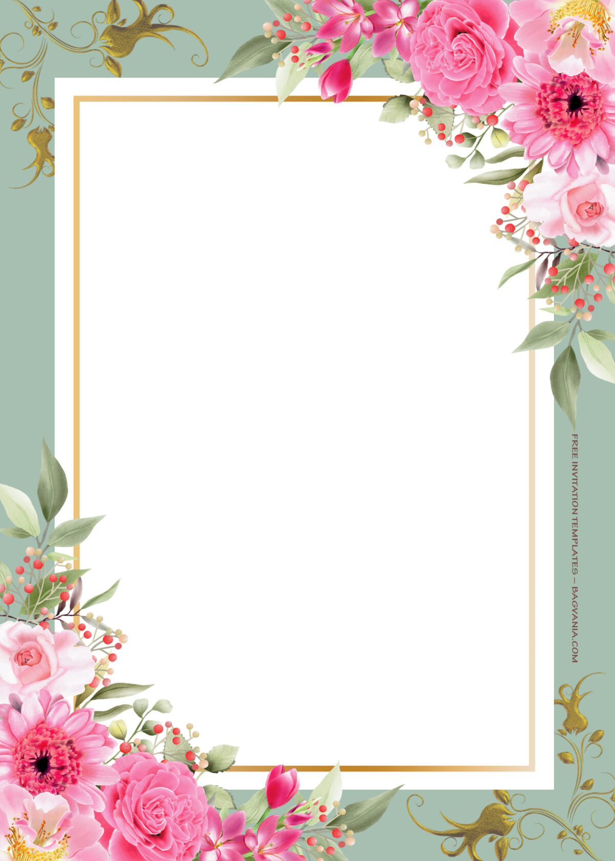 8+ Roses Forest Gold Floral Wedding Invitation Templates | FREE ...