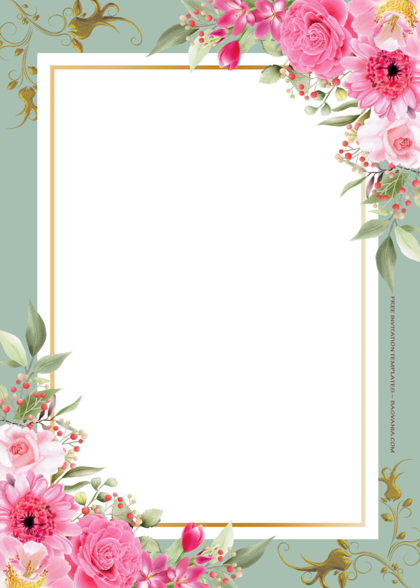 8+ Roses Forest Gold Floral Wedding Invitation Templates One