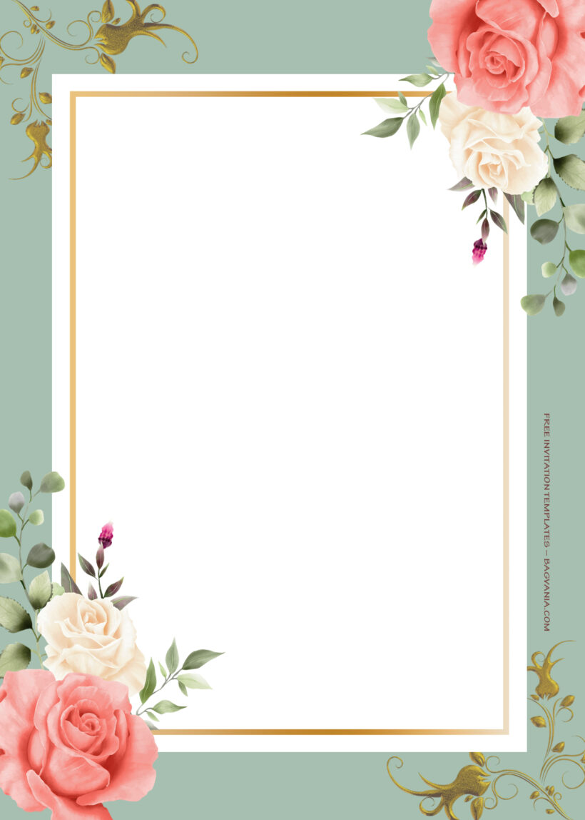 8+ Roses Forest Gold Floral Wedding Invitation Templates Six