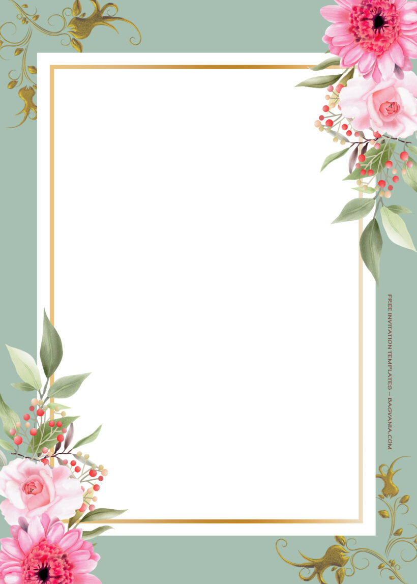 8+ Roses Forest Gold Floral Wedding Invitation Templates Three