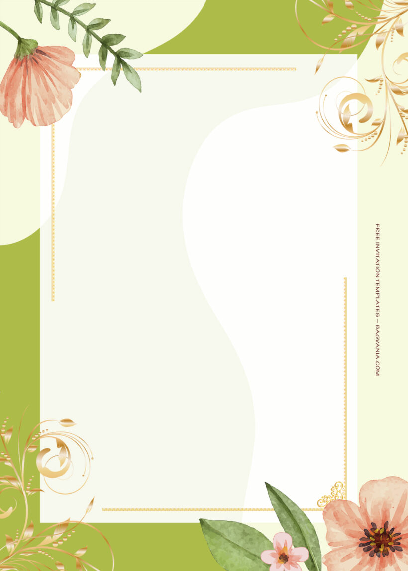 8+ Spring Garden Gold Floral Wedding Invitation Templates Five