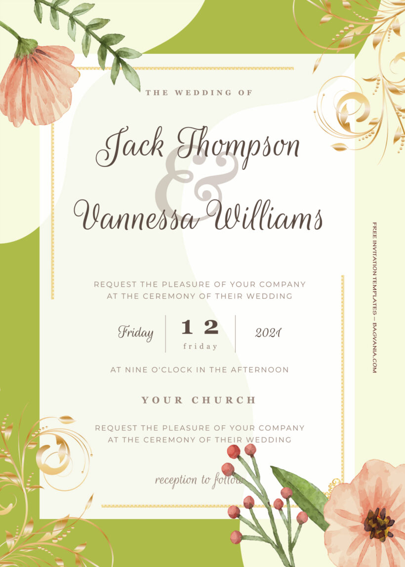 8+ Spring Garden Gold Floral Wedding Invitation Templates Title
