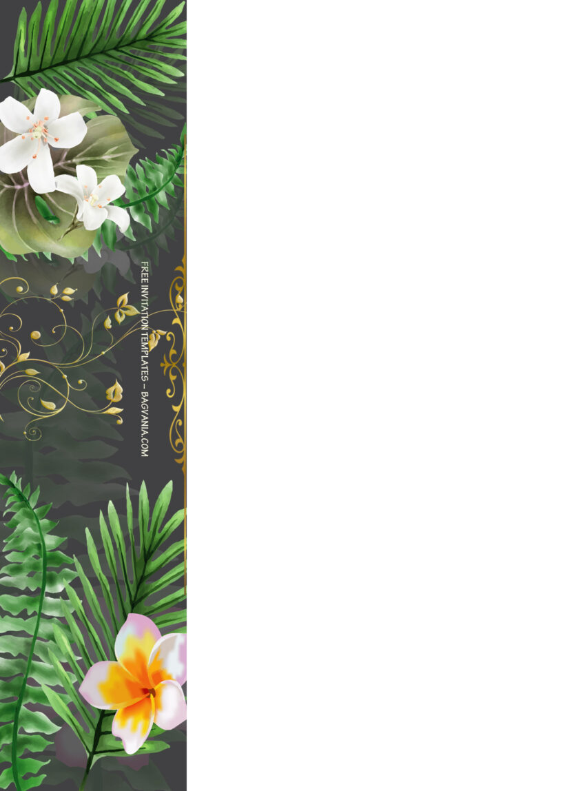 8+ Tropical Floral Gold Wedding Invitation Templates Five