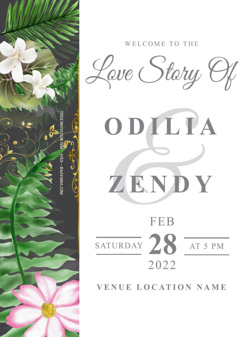 8+ Tropical Floral Gold Wedding Invitation Templates Title