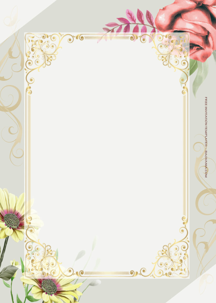 9+ Autumn Frenzy Gold Floral Wedding Invitation Templates Two