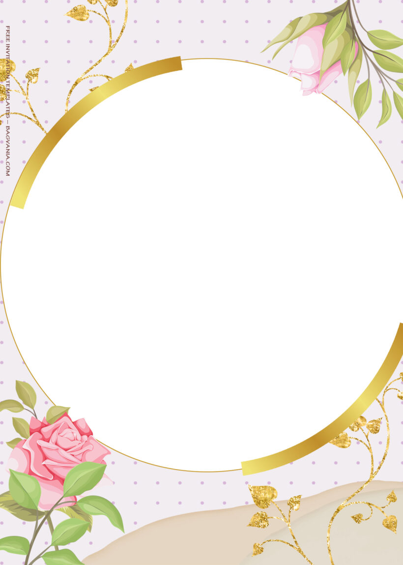 9+ Bloom Circle With Gold Floral Wedding Invitation Templates Five