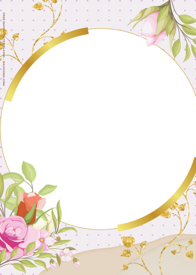 9+ Bloom Circle With Gold Floral Wedding Invitation Templates Four