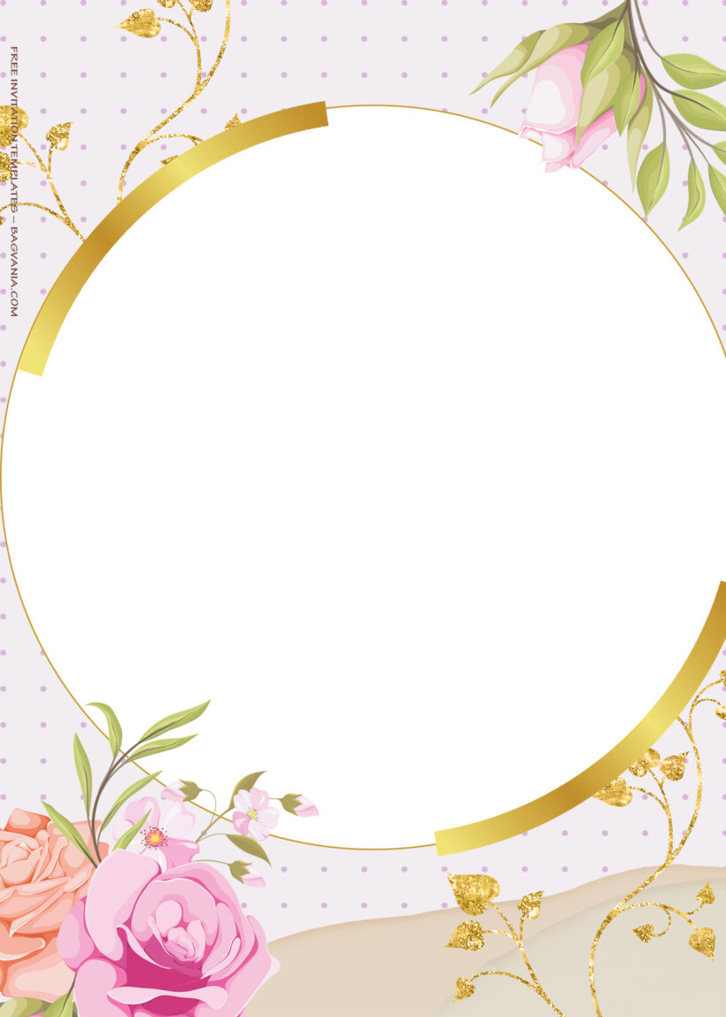 9+ Bloom Circle With Gold Floral Wedding Invitation Templates Six