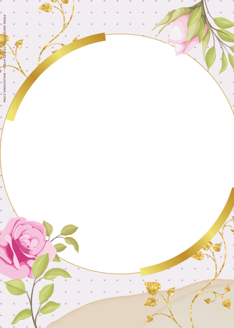 9+ Bloom Circle With Gold Floral Wedding Invitation Templates Two