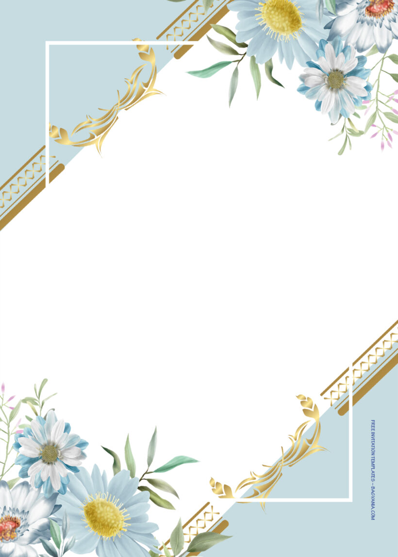 9+ Blue Blossom Gold Floral Wedding Invitation Templates One