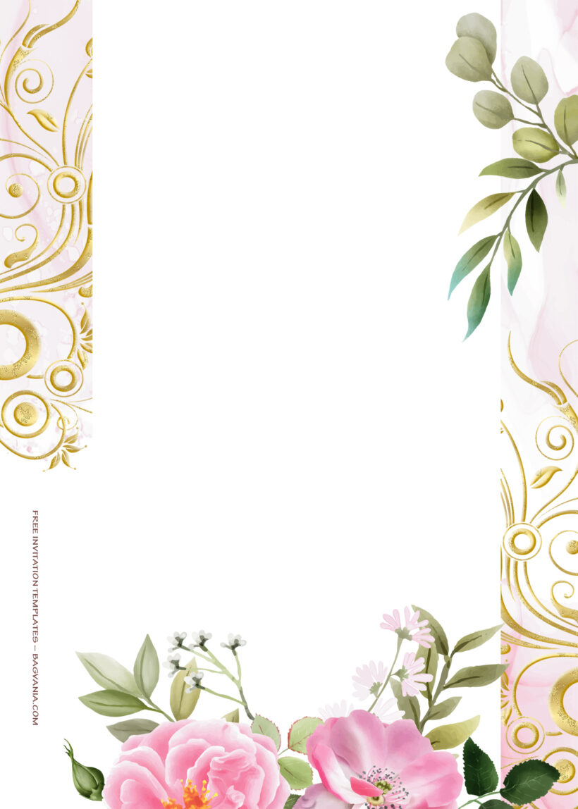 9+ Fancy In Gold Floral Wedding Invitation Templates Five