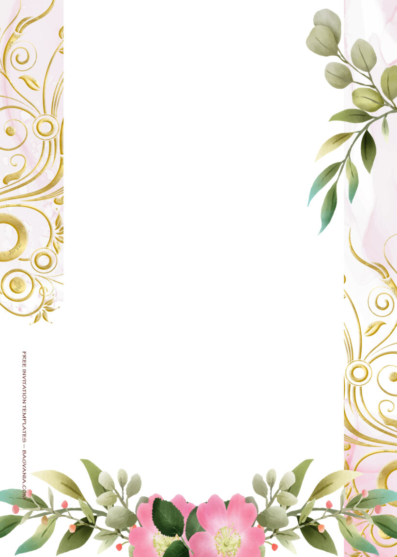 9+ Fancy In Gold Floral Wedding Invitation Templates Six