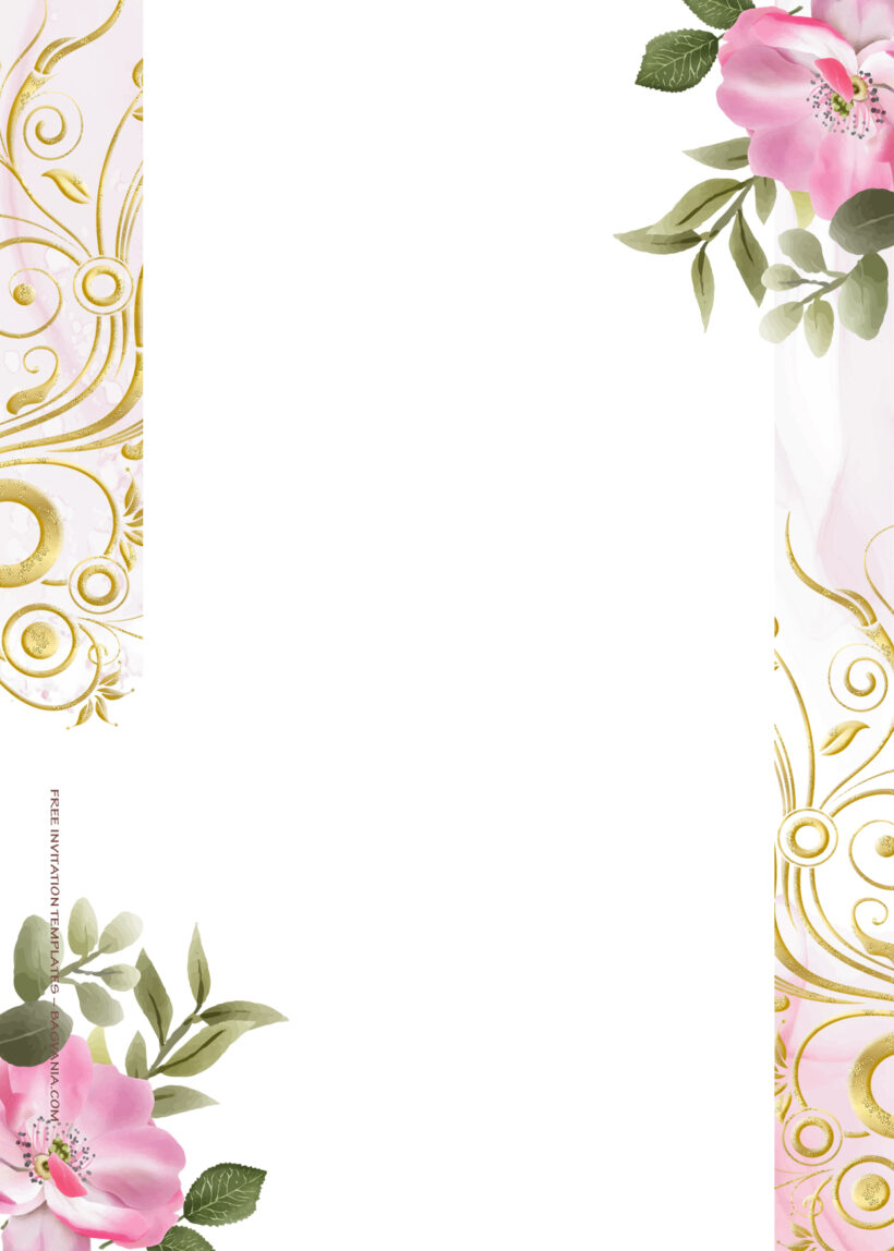 9+ Fancy In Gold Floral Wedding Invitation Templates Three