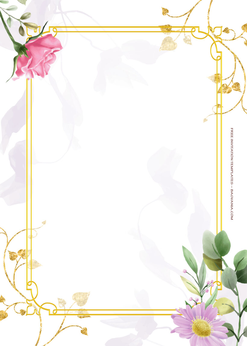 9+ Garden Of Love Gold Floral Wedding Invitation Templates Four
