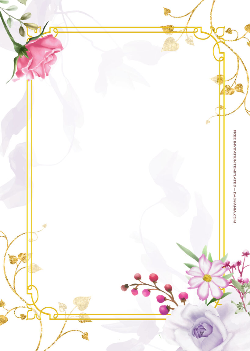 9+ Garden Of Love Gold Floral Wedding Invitation Templates Three