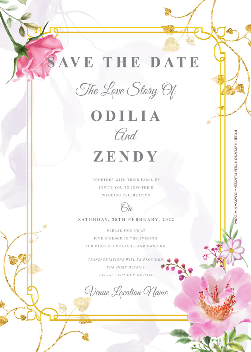 9+ Garden Of Love Gold Floral Wedding Invitation Templates Title