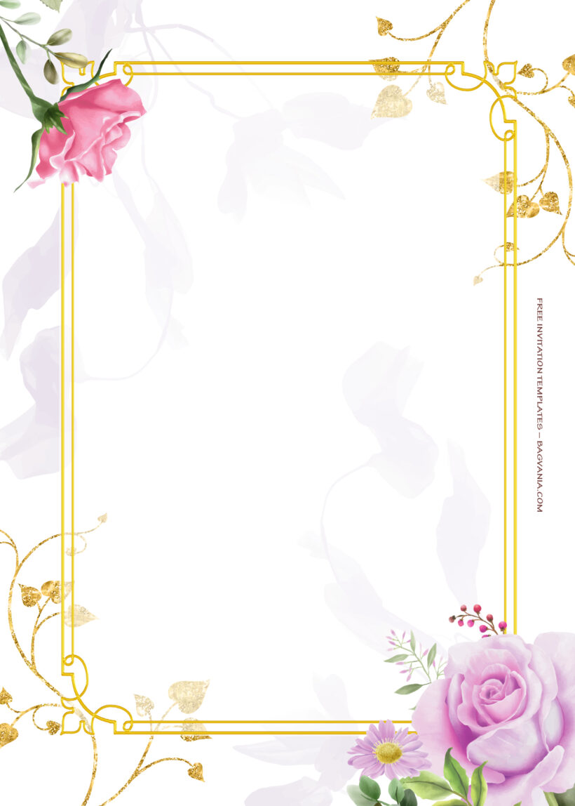9+ Garden Of Love Gold Floral Wedding Invitation Templates Two