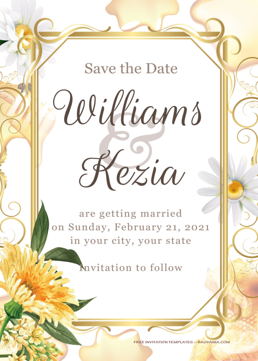 9+ Honey Spring Gold Floral Wedding Invitation Templates Title