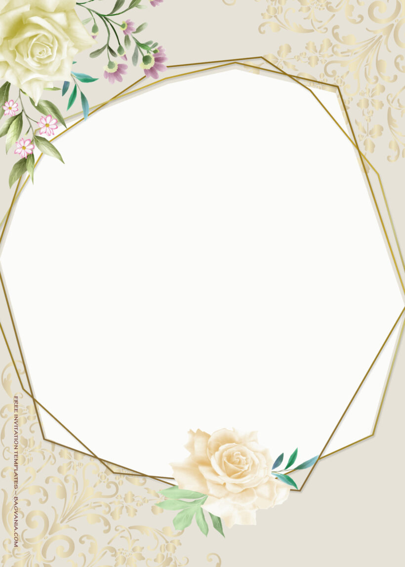 9+ Pretty Spring Gold Floral Wedding Invitation Templates Four