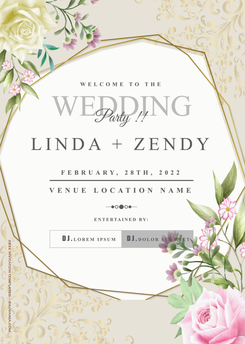 9+ Pretty Spring Gold Floral Wedding Invitation Templates Title