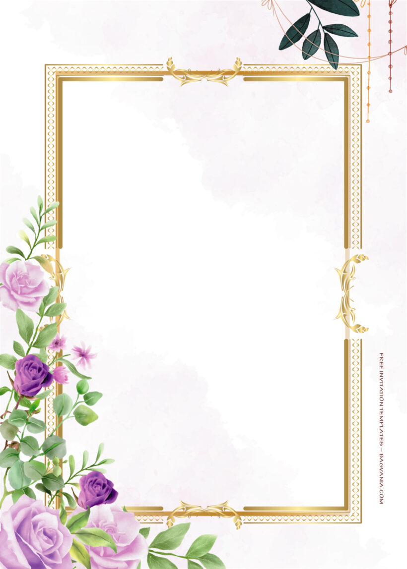 9+ Say It With Purple Gold Floral Wedding Invitation Templates One