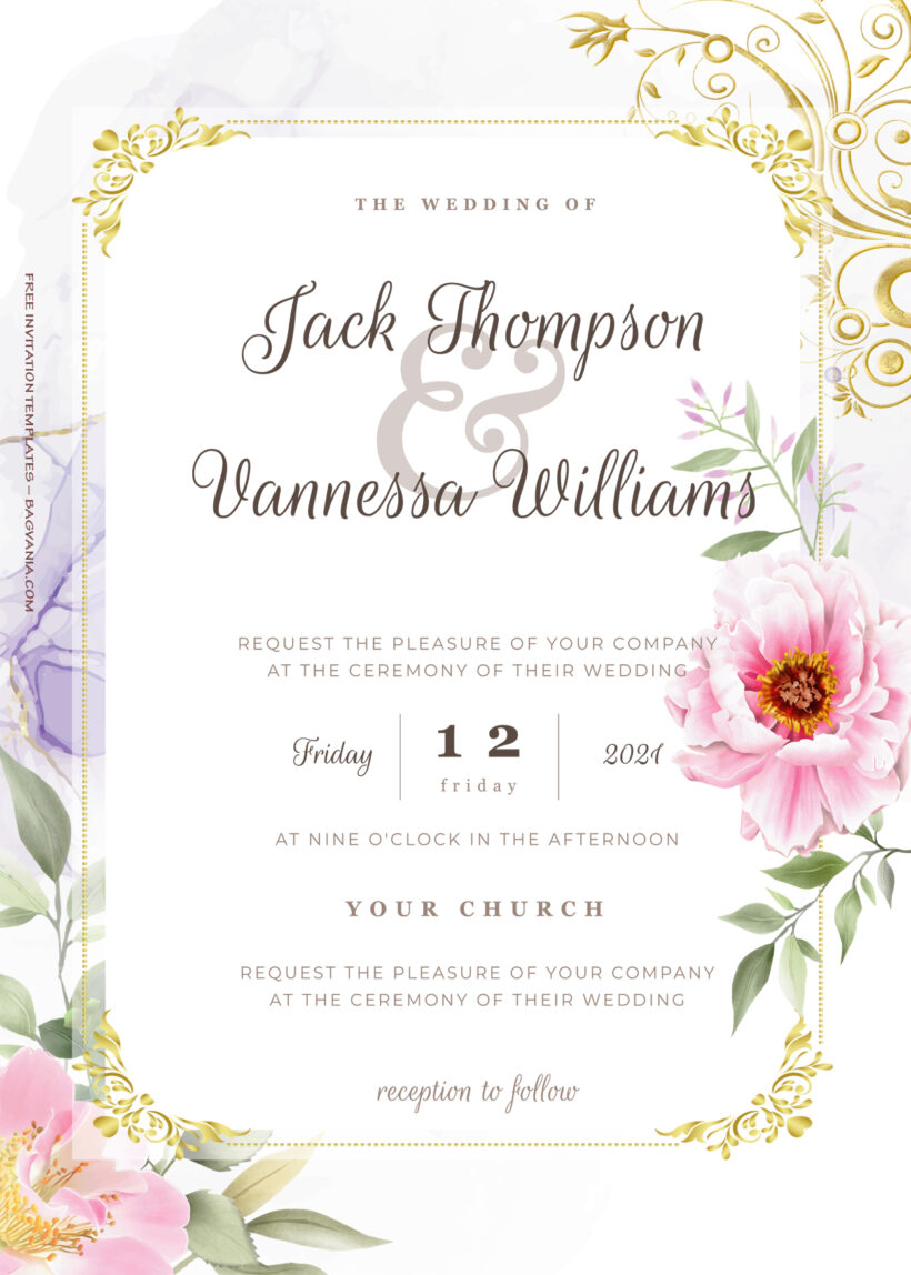 9+ Spring Bouquet Gold Floral Wedding Invitation Templates Title