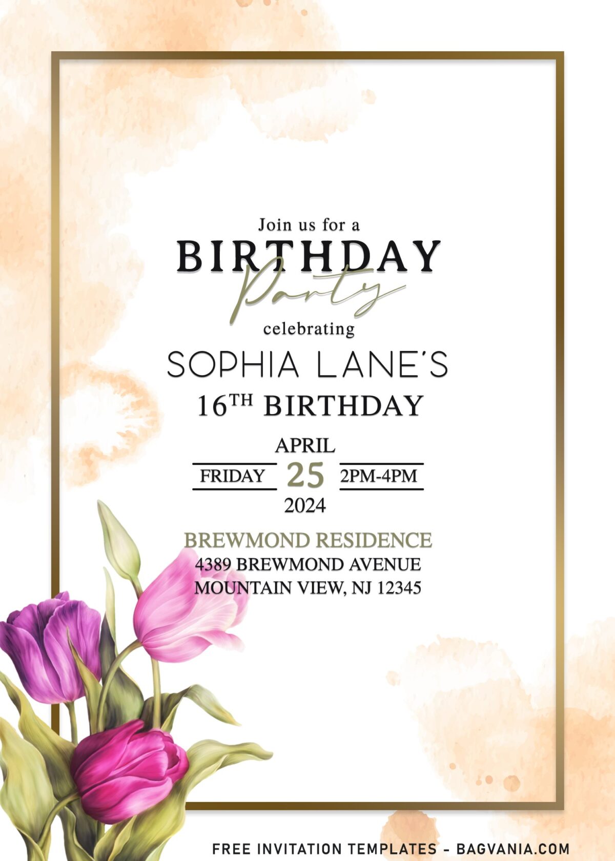 9+ Modest Watercolor Tulip Floral Birthday Invitation Templates