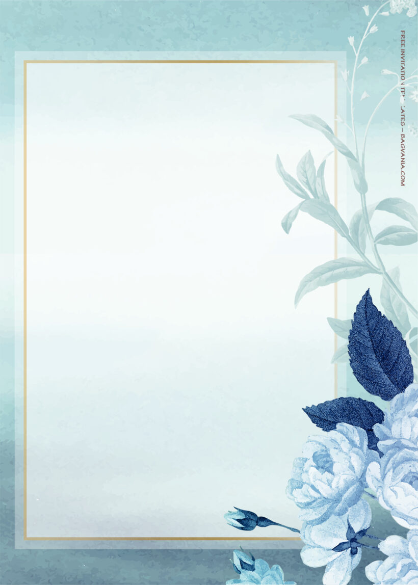 10+ Blue Oceanic Floral Wedding Invitation Templates Three