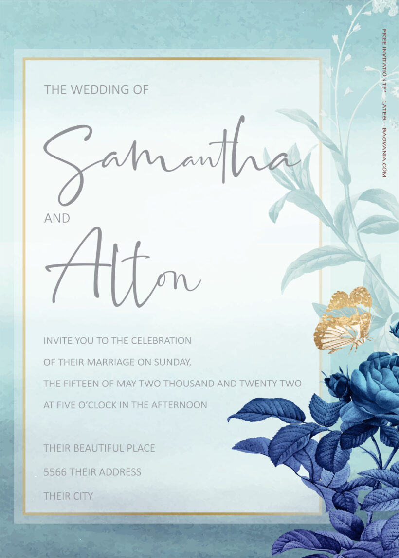 10+ Blue Oceanic Floral Wedding Invitation Templates Title