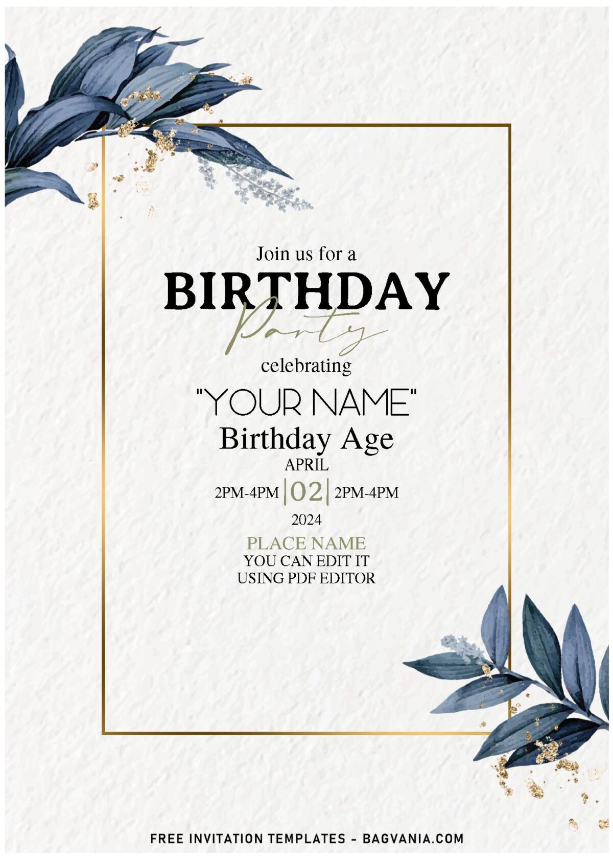 (Free Editable PDF) Elegant Vintage Foliage Pressed Birthday Invitation Templates