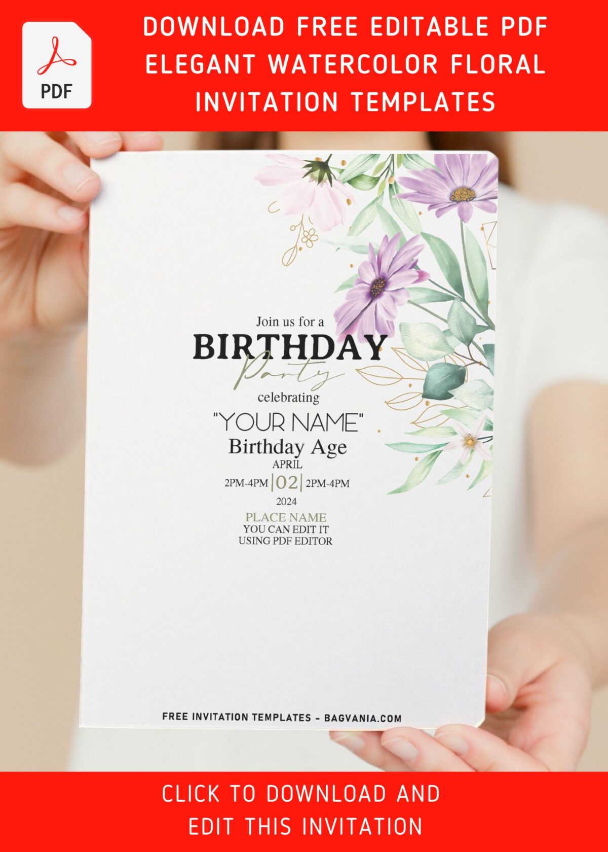 (Free Editable PDF) Spring Romance Birthday Invitation Templates with 