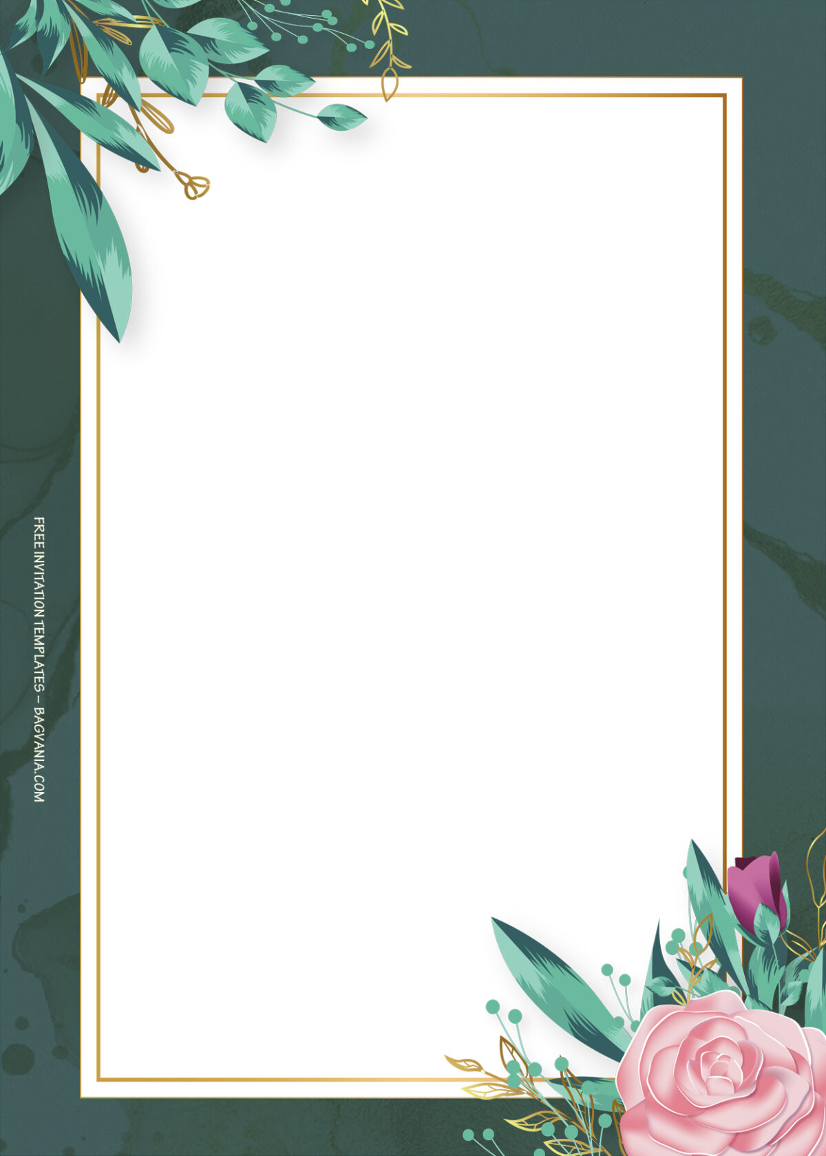 7+ Green Romance Floral Wedding Invitation Templates | FREE Printable ...