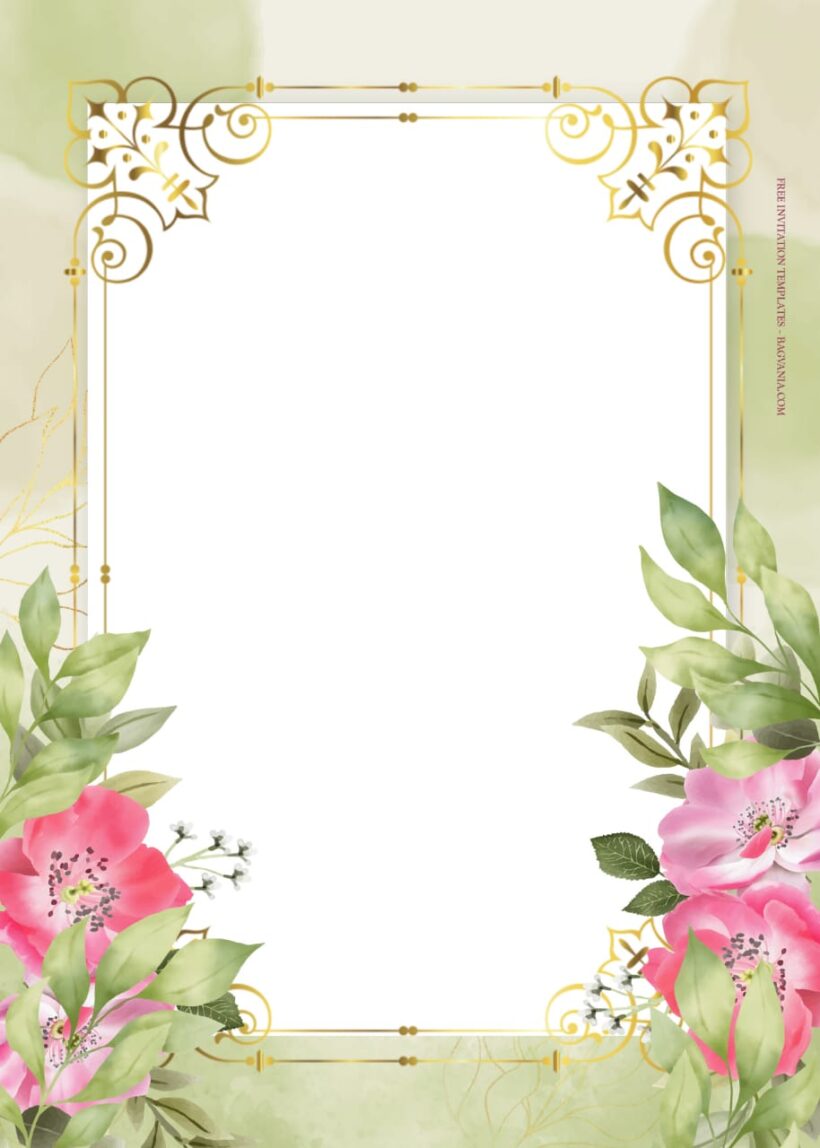 7+ Green With Pink Floral Wedding Invitation Templates Two