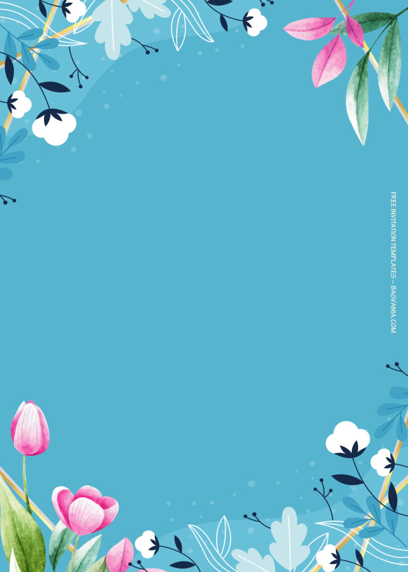 8+ Pink On Blue Floral Wedding Invitation Templates Four