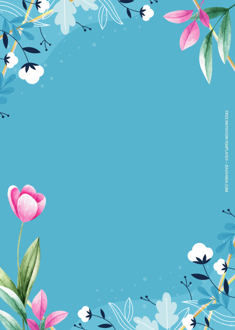 8+ Pink On Blue Floral Wedding Invitation Templates Six