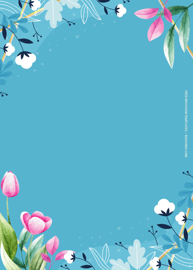 8+ Pink On Blue Floral Wedding Invitation Templates Two
