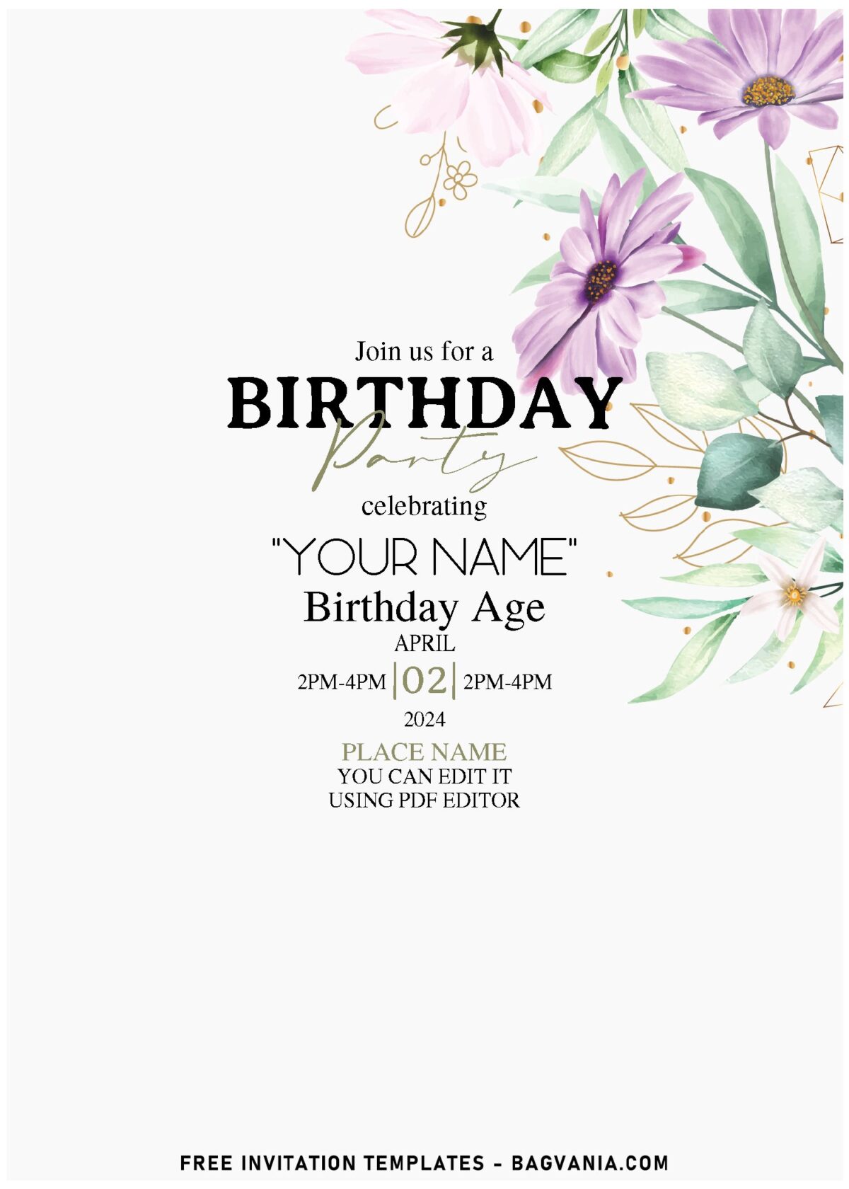 (Free Editable PDF) Spring Romance Birthday Invitation Templates
