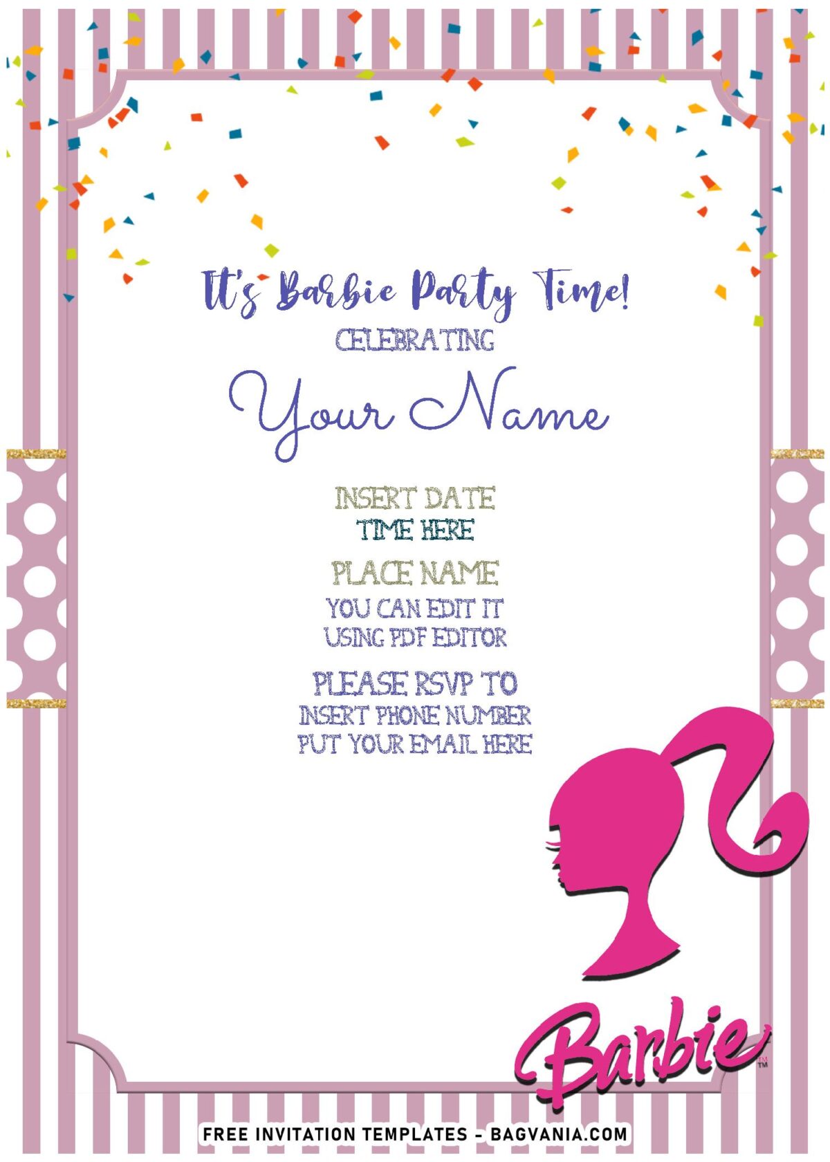 (Free Editable PDF) Festive Barbie Birthday Party Invitation Templates