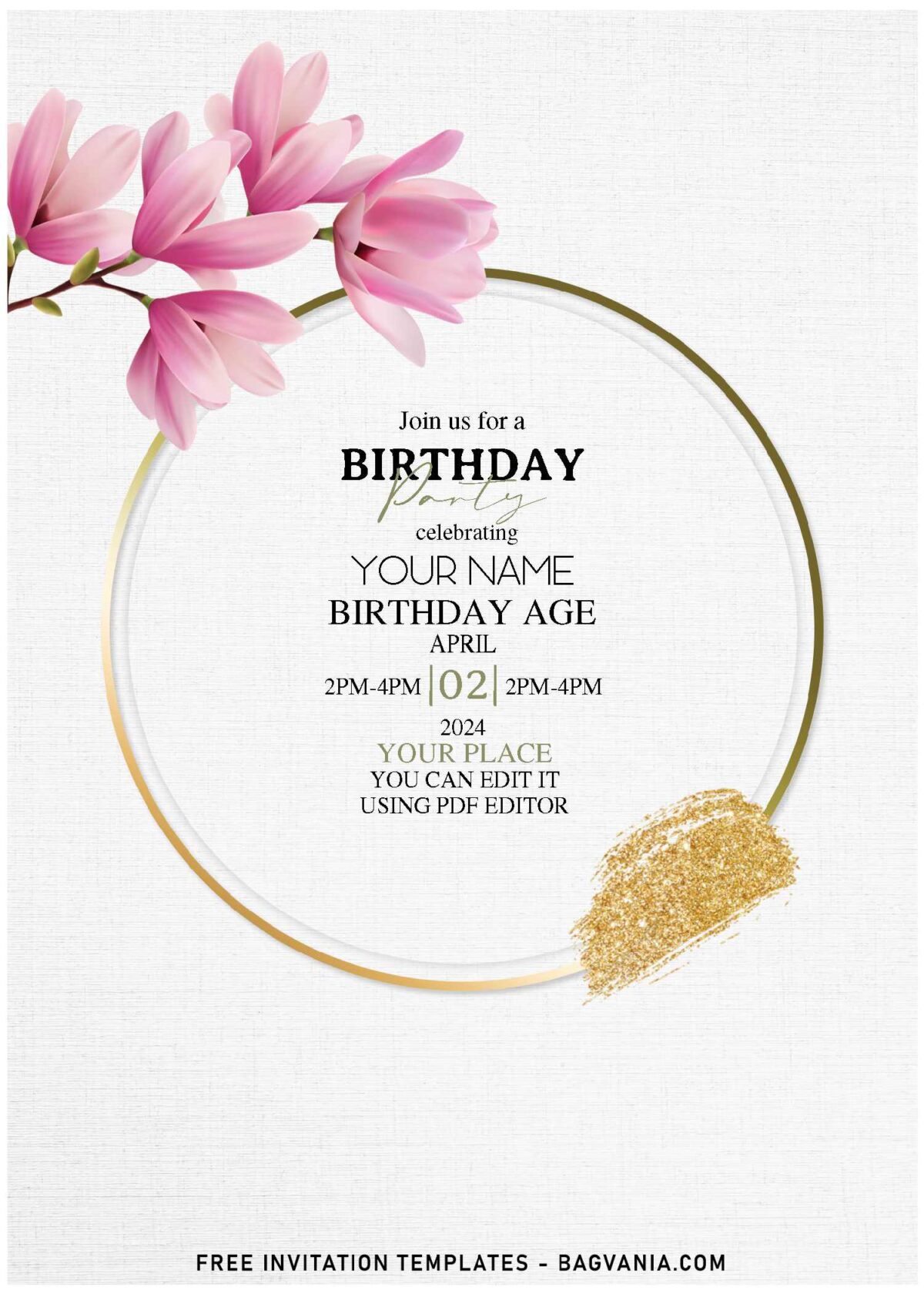(Free Editable PDF) Enchanting Floral Frame Birthday Invitation Templates