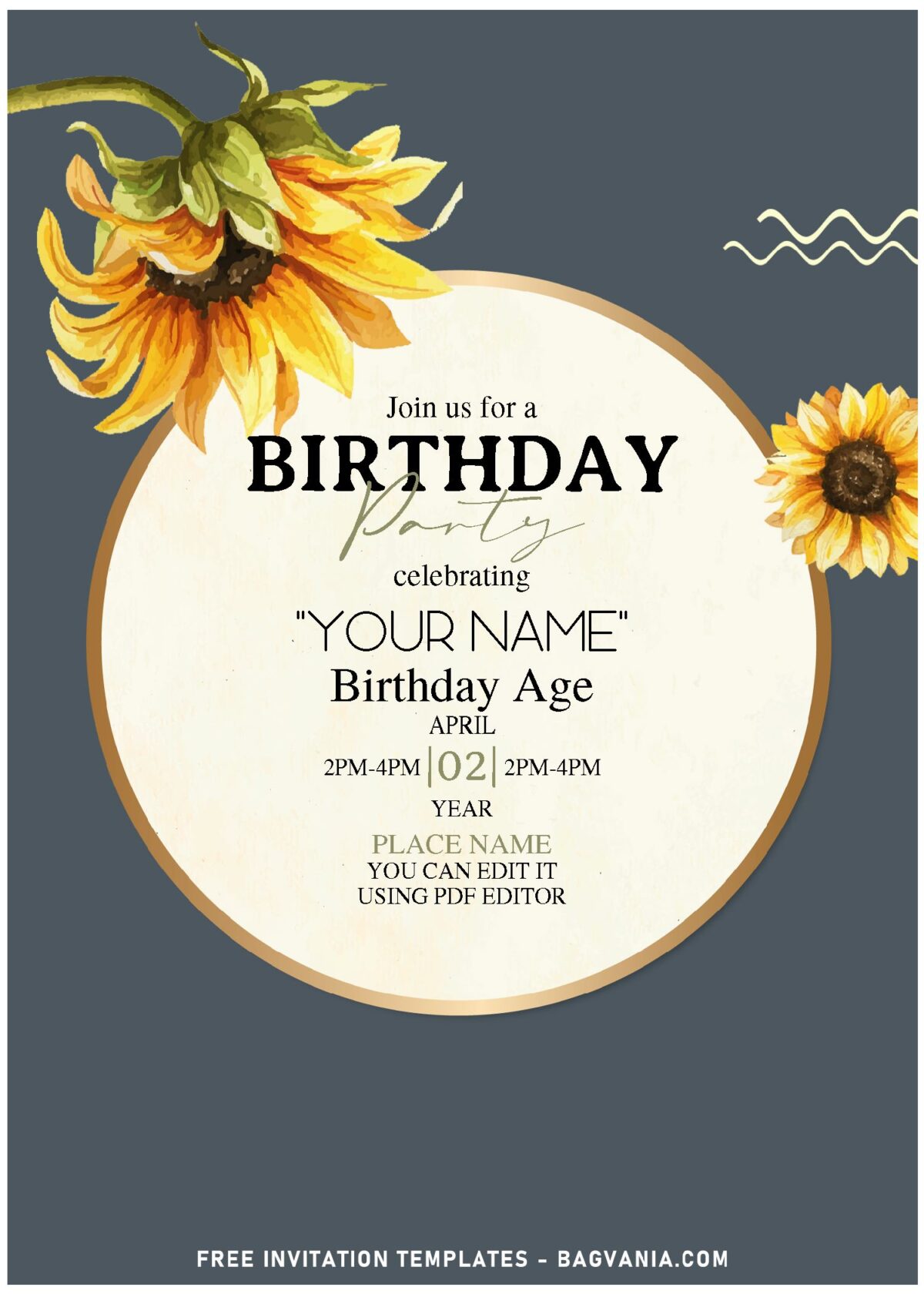 (Free Editable PDF) Aesthetic Marigold & Sunflower Garden Birthday Invitation with watercolor sunflower daisies