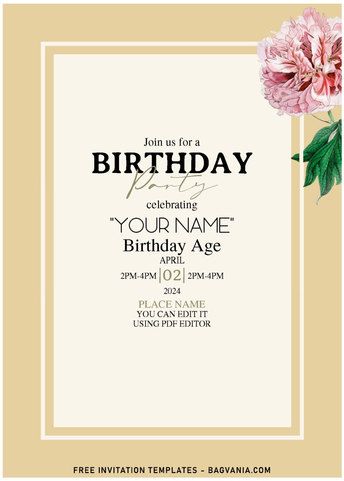 (Free Editable PDF) Intimate Blush Paper Blooms Birthday Invitation Templates with 