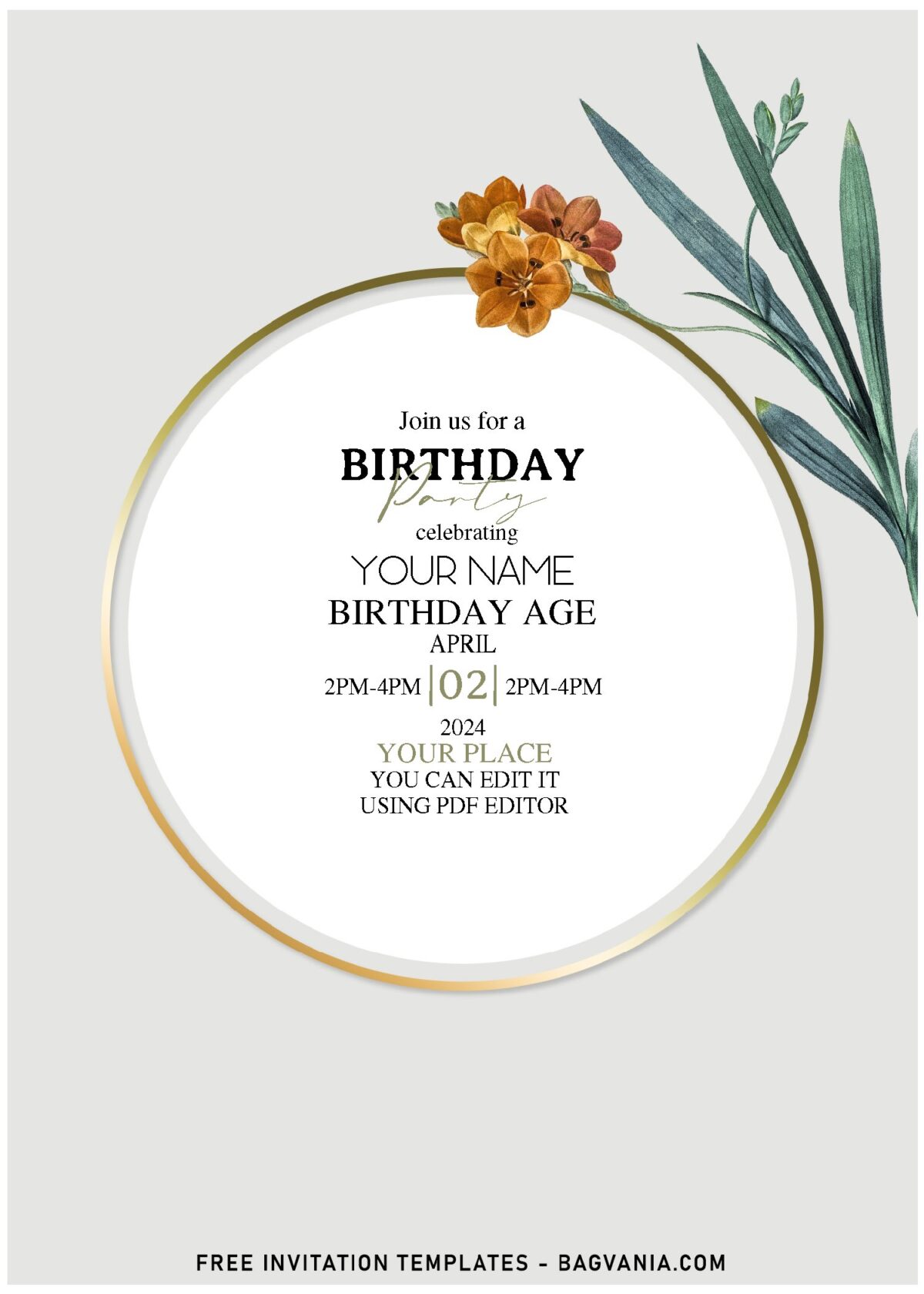 (Free Editable PDF) Attractive Floral Frame Birthday Invitation Templates with red poppy