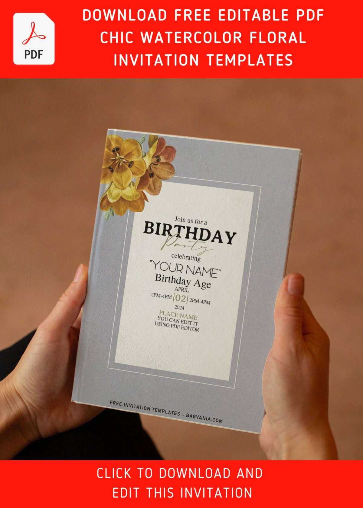 (Free Editable PDF) Garden Romance Floral Birthday Invitation Templates with gorgeous Allium