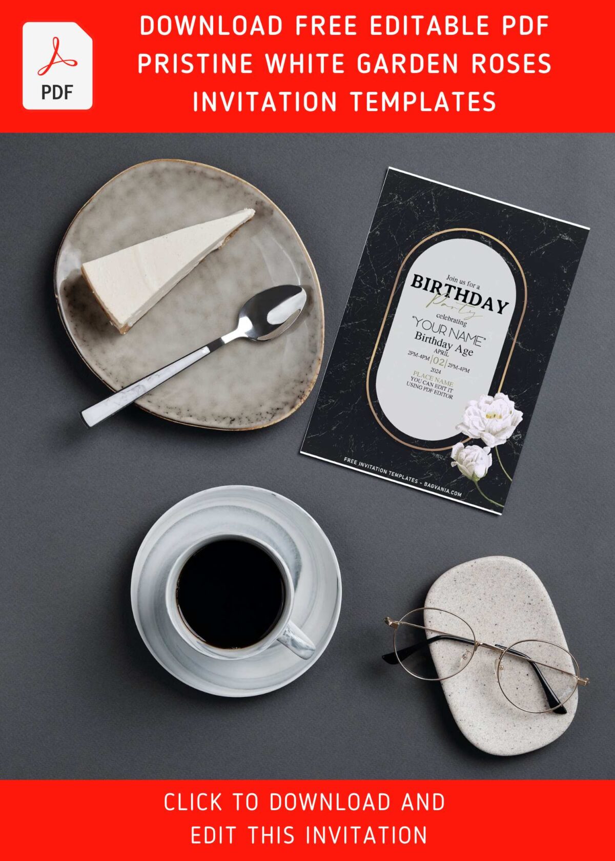 (Free Editable PDF) Pristine White Orchid & Dogwood Birthday Invitation Templates with wedding arch frame