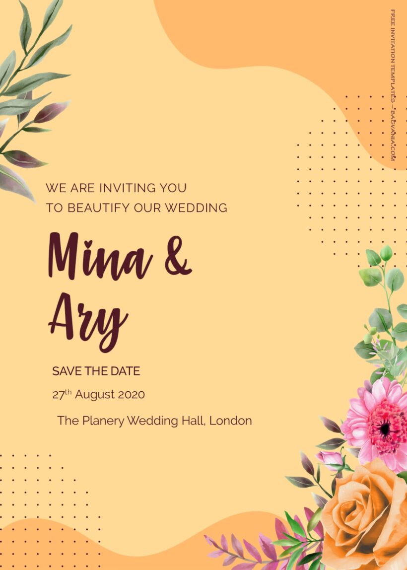 7+ Orange Summer Floral Wedding Invitation Templates Title