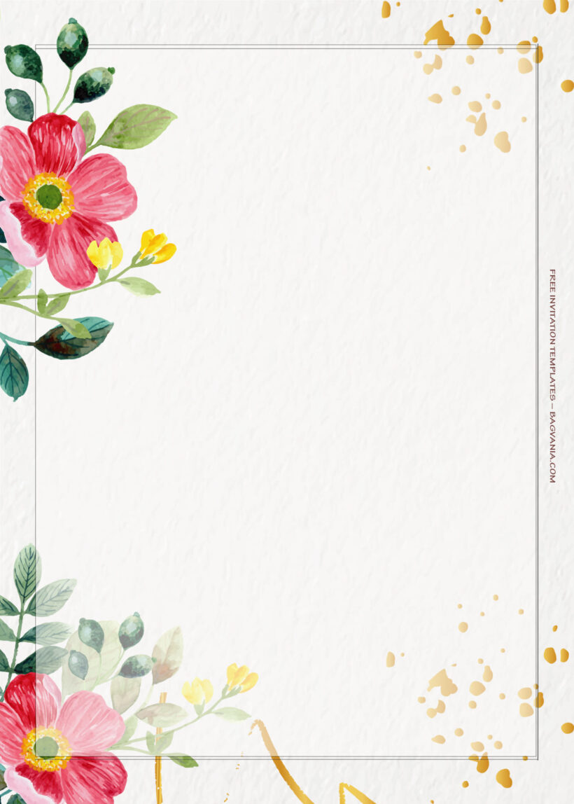 7+ Red Berry Floral Gold Wedding Invitation Templates Five