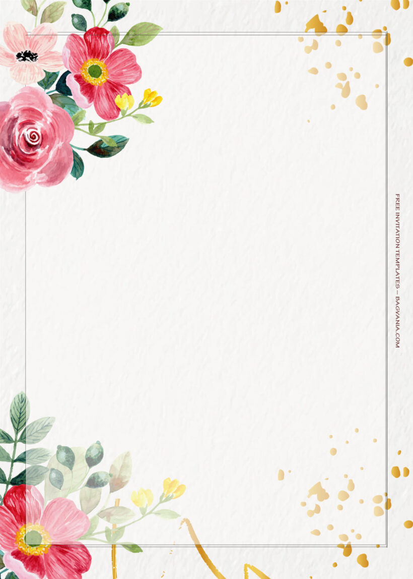 7+ Red Berry Floral Gold Wedding Invitation Templates Four