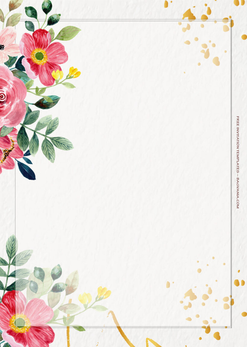 7+ Red Berry Floral Gold Wedding Invitation Templates Three