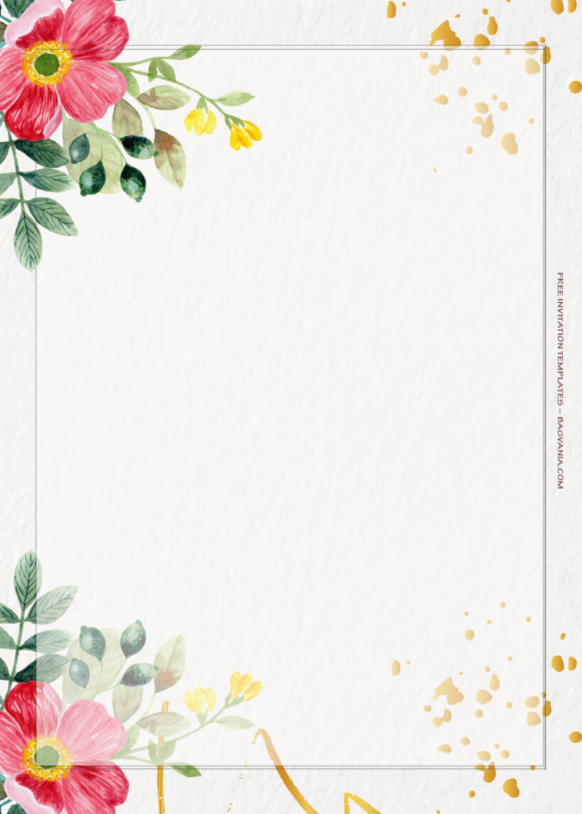 7+ Red Berry Floral Gold Wedding Invitation Templates Two