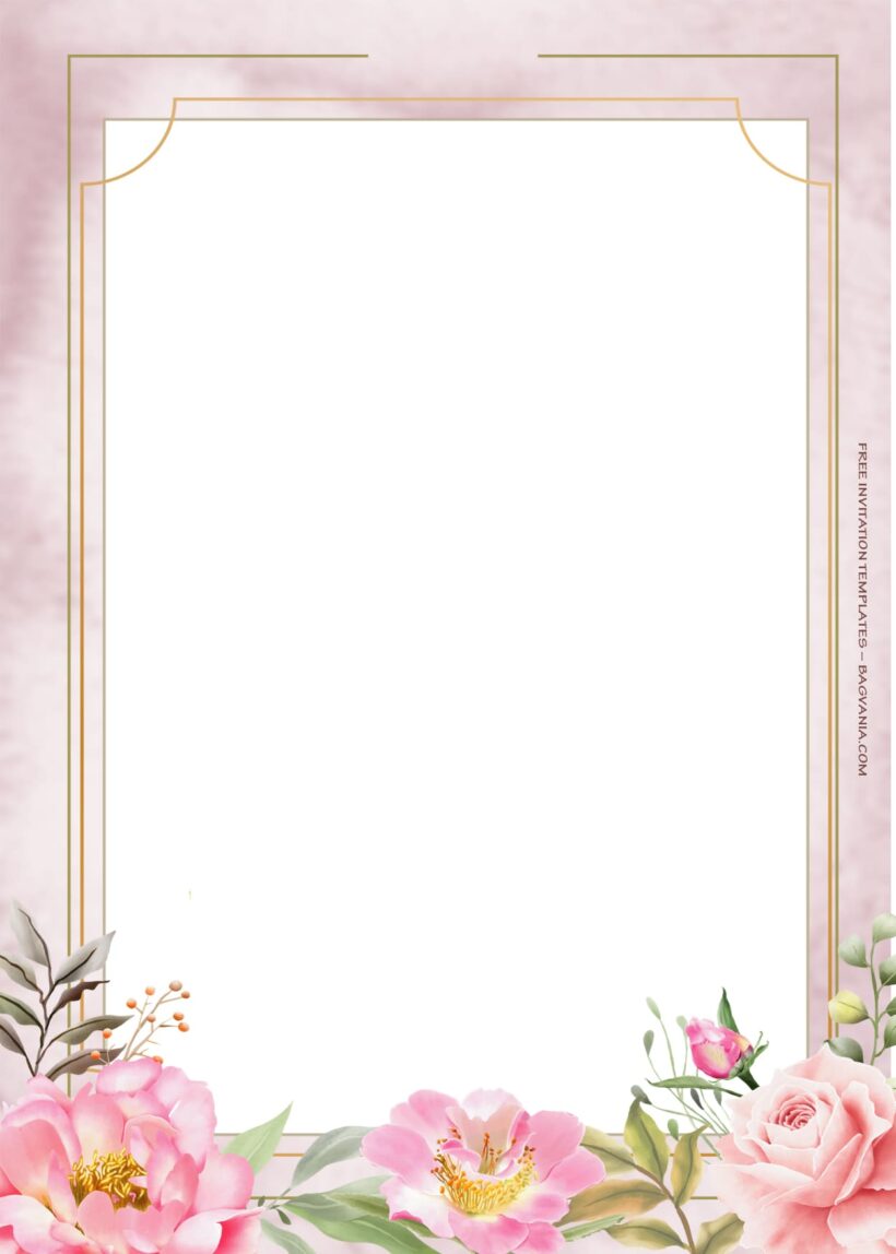 8+ Soft Pink Floral Gold Wedding Invitation Templates Eight